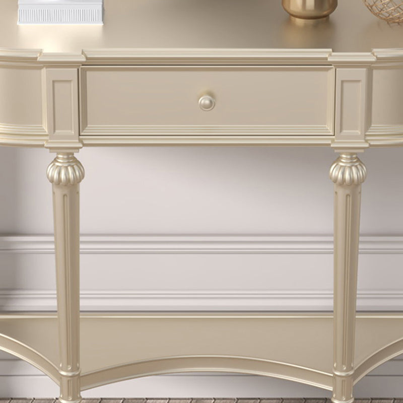 Console di betulla moderna di metà secolo con 4 gambe e scaffali per la sala