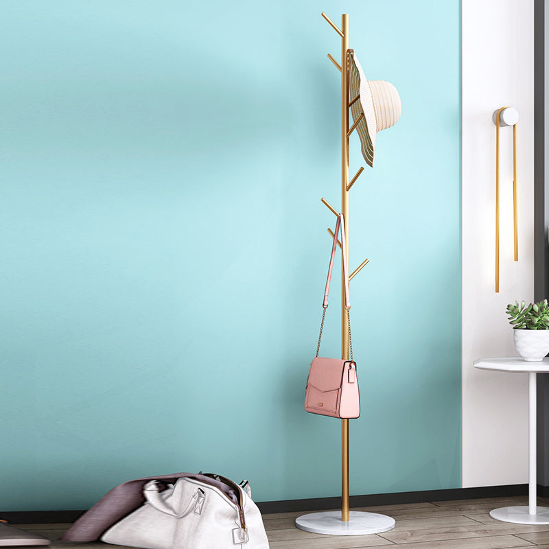 Modern Entryway Metal Free Standing No Distressed 8 Hooks Coat Rack Gold-White Branches Clearhalo 'Entry & Mudroom Furniture' 'furn' 'furn_hall_tree_coat_racks' 'Furniture' 'Hall Trees & Coat Racks' 'hall_tree_coat_racks' 5555286