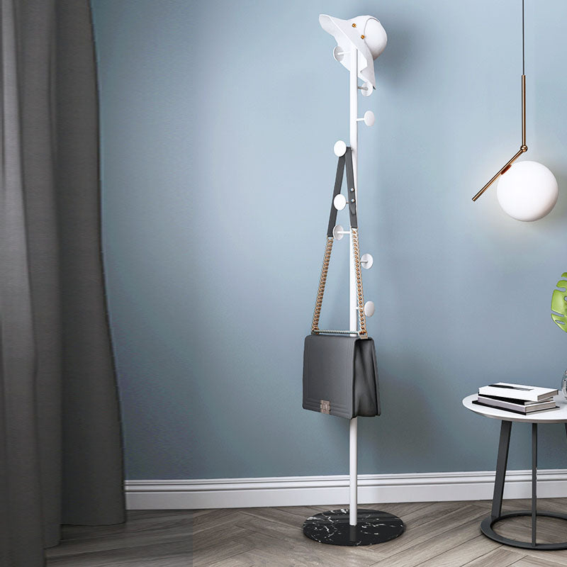 Modern Entryway Metal Free Standing No Distressed 8 Hooks Coat Rack White-Black Round Clearhalo 'Entry & Mudroom Furniture' 'furn' 'furn_hall_tree_coat_racks' 'Furniture' 'Hall Trees & Coat Racks' 'hall_tree_coat_racks' 5555290