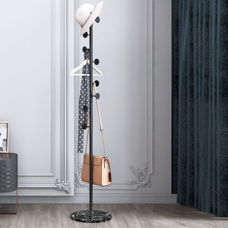 Modern Entryway Metal Free Standing No Distressed 8 Hooks Coat Rack Black Round Clearhalo 'Entry & Mudroom Furniture' 'furn' 'furn_hall_tree_coat_racks' 'Furniture' 'Hall Trees & Coat Racks' 'hall_tree_coat_racks' 5555298