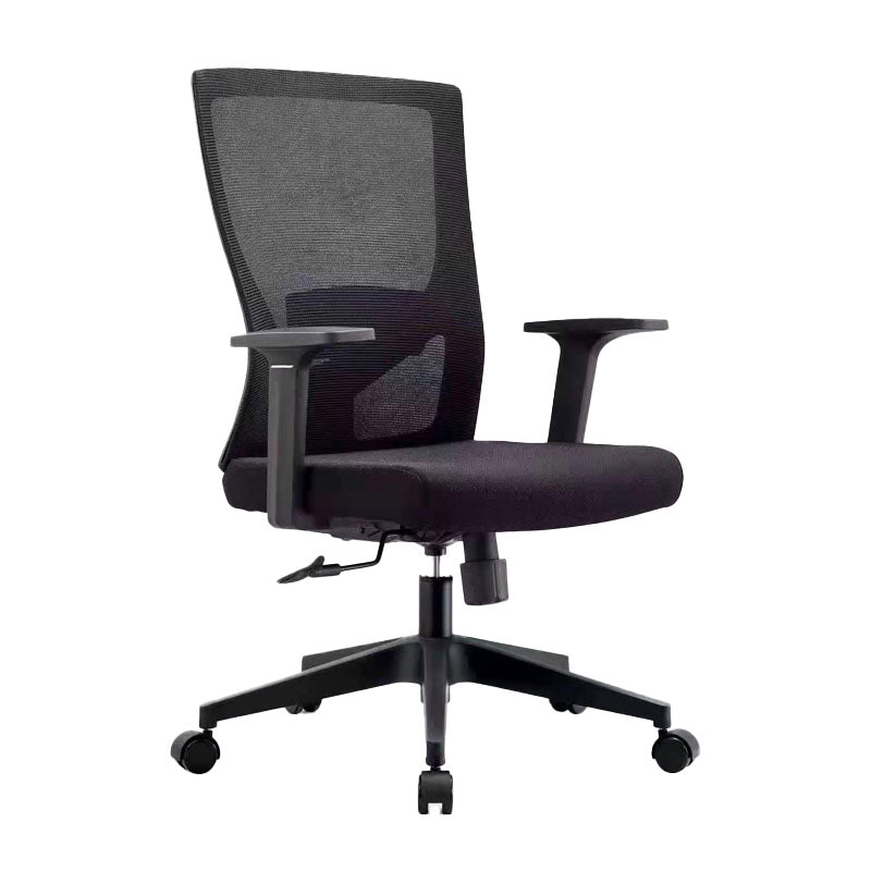 Mesh Desk Chair with Fixed Arms Contemporary Ergonomic Office Chair Gray Black 1 Piece Clearhalo 'furn' 'furn_office_chair' 'Furniture' 'Office Chairs' 'Office Furniture' 'office_chair' 5561359
