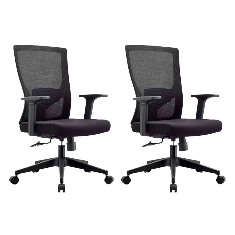 Mesh Desk Chair with Fixed Arms Contemporary Ergonomic Office Chair Gray Black 2 Piece Set Clearhalo 'furn' 'furn_office_chair' 'Furniture' 'Office Chairs' 'Office Furniture' 'office_chair' 5561360