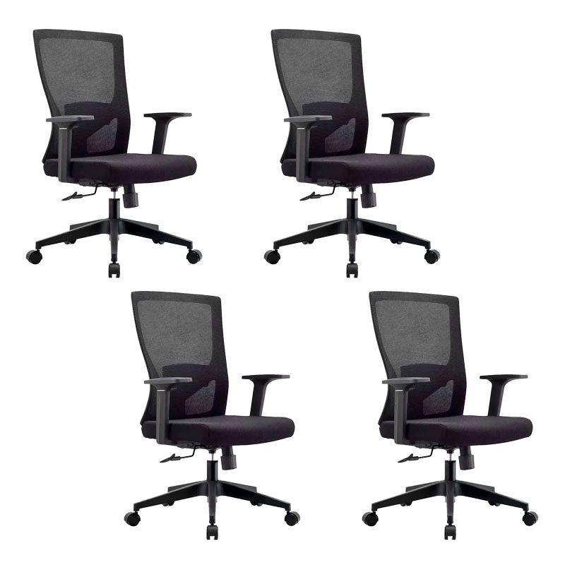 Mesh Desk Chair with Fixed Arms Contemporary Ergonomic Office Chair Gray Black 4 Piece Set Clearhalo 'furn' 'furn_office_chair' 'Furniture' 'Office Chairs' 'Office Furniture' 'office_chair' 5561362
