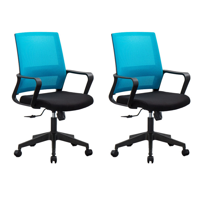 Mesh Desk Chair with Fixed Arms Contemporary Ergonomic Office Chair Dark Blue 2 Piece Set Clearhalo 'furn' 'furn_office_chair' 'Furniture' 'Office Chairs' 'Office Furniture' 'office_chair' 5561381