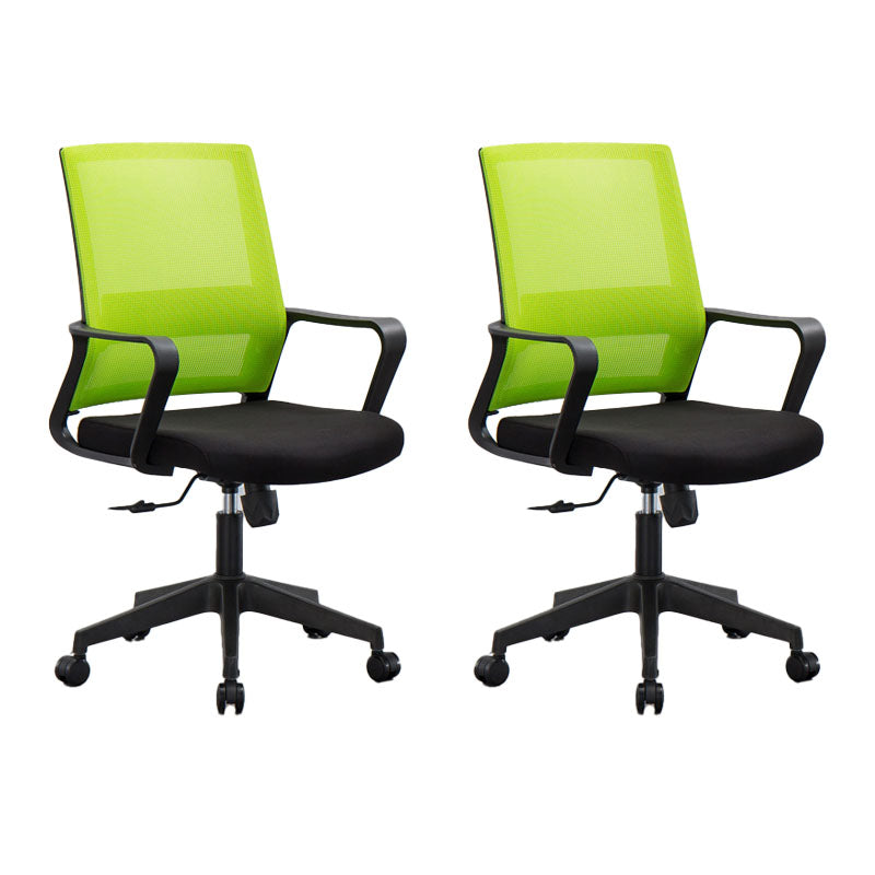 Mesh Desk Chair with Fixed Arms Contemporary Ergonomic Office Chair Fluorescent Green 2 Piece Set Clearhalo 'furn' 'furn_office_chair' 'Furniture' 'Office Chairs' 'Office Furniture' 'office_chair' 5561384
