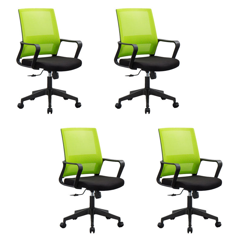Mesh Desk Chair with Fixed Arms Contemporary Ergonomic Office Chair Fluorescent Green 4 Piece Set Clearhalo 'furn' 'furn_office_chair' 'Furniture' 'Office Chairs' 'Office Furniture' 'office_chair' 5561385