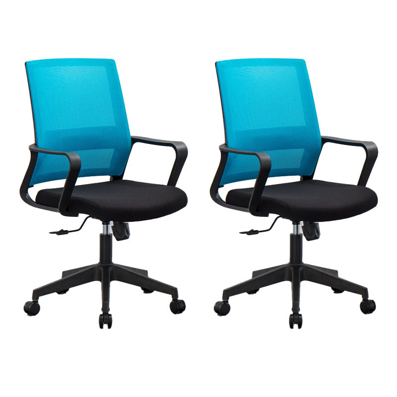 Mesh Desk Chair with Fixed Arms Contemporary Ergonomic Office Chair Sky Blue 2 Piece Set Clearhalo 'furn' 'furn_office_chair' 'Furniture' 'Office Chairs' 'Office Furniture' 'office_chair' 5561387