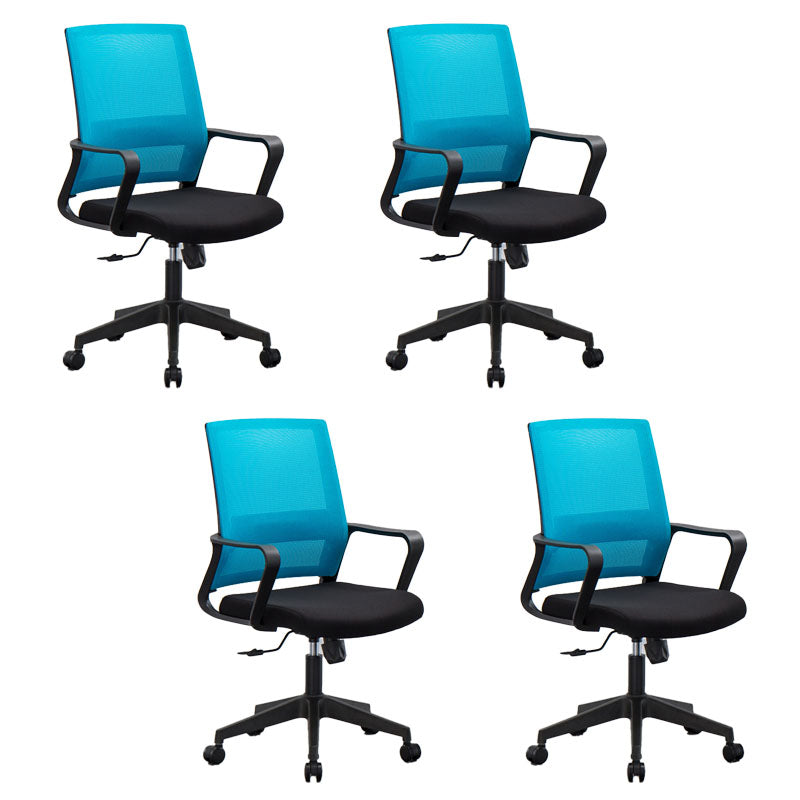 Mesh Desk Chair with Fixed Arms Contemporary Ergonomic Office Chair Sky Blue 4 Piece Set Clearhalo 'furn' 'furn_office_chair' 'Furniture' 'Office Chairs' 'Office Furniture' 'office_chair' 5561388