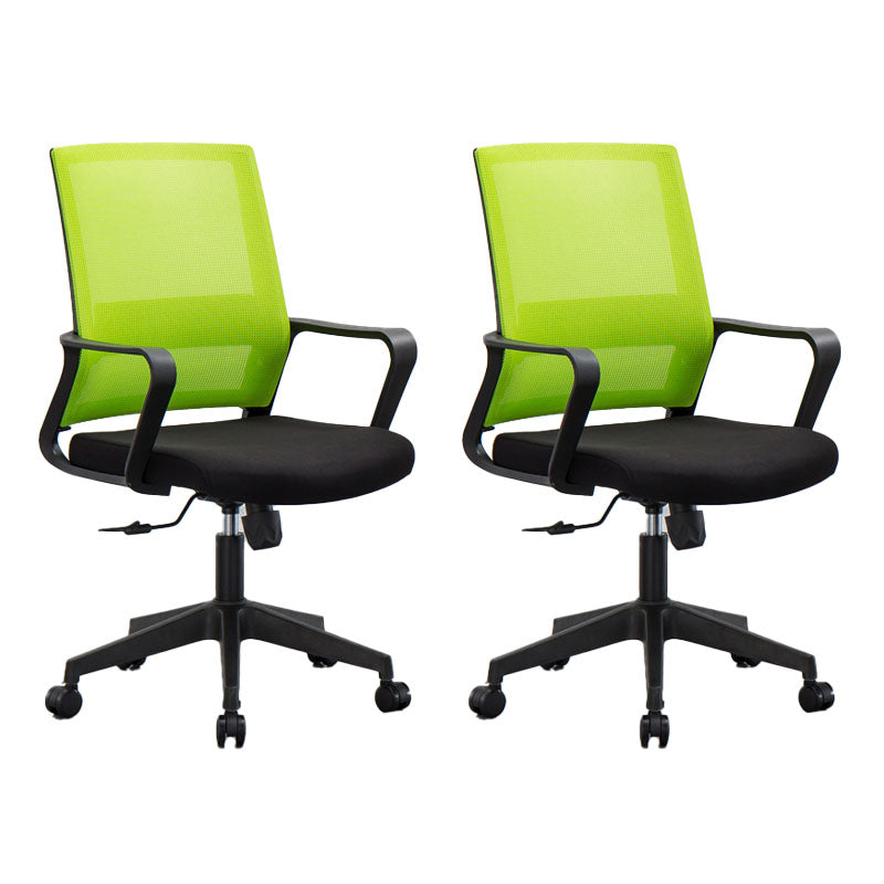 Mesh Desk Chair with Fixed Arms Contemporary Ergonomic Office Chair Green 2 Piece Set Clearhalo 'furn' 'furn_office_chair' 'Furniture' 'Office Chairs' 'Office Furniture' 'office_chair' 5561390