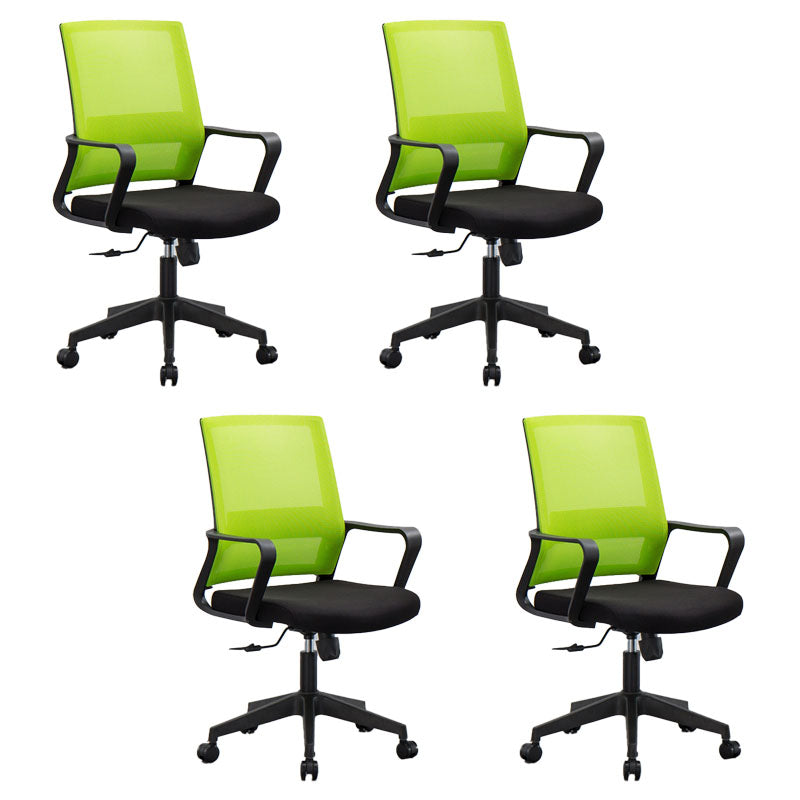 Mesh Desk Chair with Fixed Arms Contemporary Ergonomic Office Chair Green 4 Piece Set Clearhalo 'furn' 'furn_office_chair' 'Furniture' 'Office Chairs' 'Office Furniture' 'office_chair' 5561391