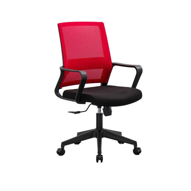 Mesh Desk Chair with Fixed Arms Contemporary Ergonomic Office Chair Dark Red 1 Piece Clearhalo 'furn' 'furn_office_chair' 'Furniture' 'Office Chairs' 'Office Furniture' 'office_chair' 5561392
