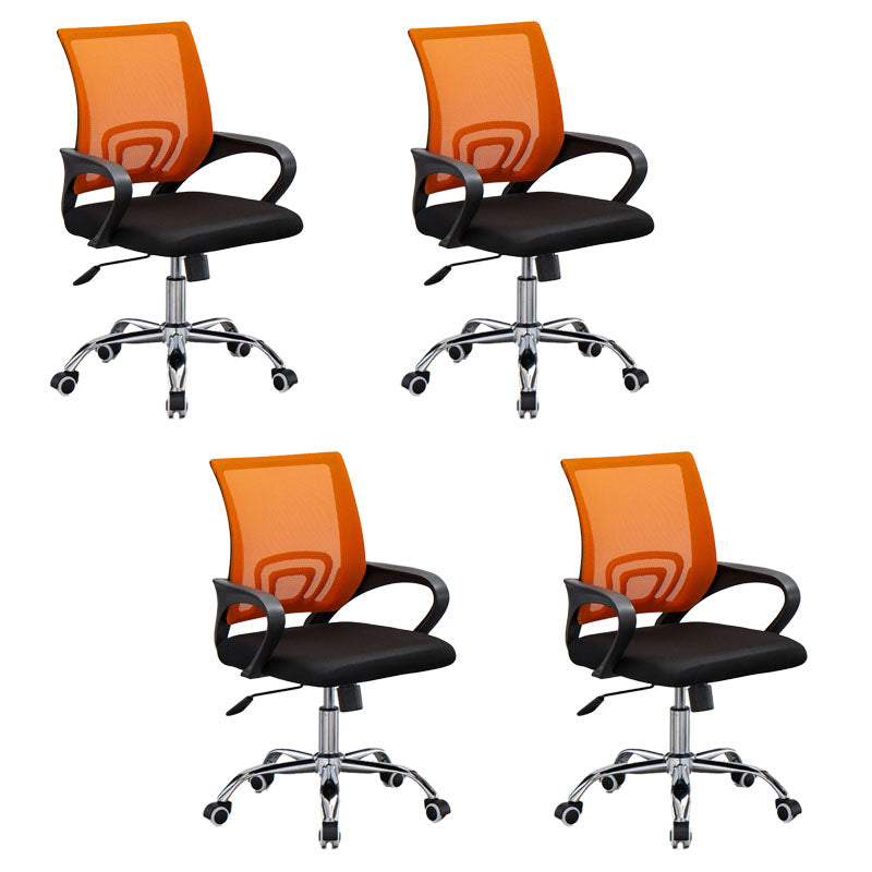 Mesh Desk Chair with Fixed Arms Contemporary Ergonomic Office Chair Orange 4 Piece Set Clearhalo 'furn' 'furn_office_chair' 'Furniture' 'Office Chairs' 'Office Furniture' 'office_chair' 5561397