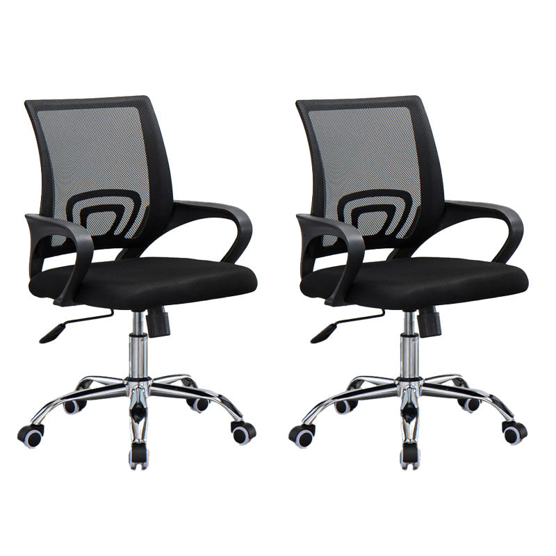 Mesh Desk Chair with Fixed Arms Contemporary Ergonomic Office Chair Black-Gray 2 Piece Set Clearhalo 'furn' 'furn_office_chair' 'Furniture' 'Office Chairs' 'Office Furniture' 'office_chair' 5561399