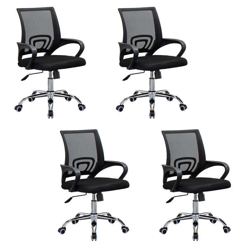 Mesh Desk Chair with Fixed Arms Contemporary Ergonomic Office Chair Black-Gray 4 Piece Set Clearhalo 'furn' 'furn_office_chair' 'Furniture' 'Office Chairs' 'Office Furniture' 'office_chair' 5561400