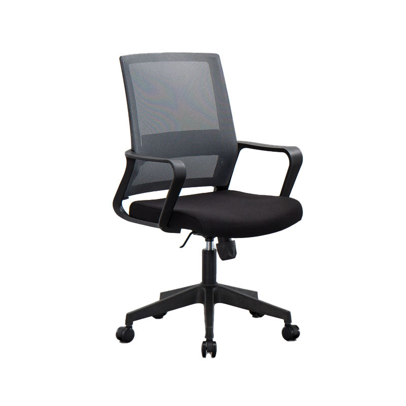 Mesh Desk Chair with Fixed Arms Contemporary Ergonomic Office Chair Light Gray-Black 1 Piece Clearhalo 'furn' 'furn_office_chair' 'Furniture' 'Office Chairs' 'Office Furniture' 'office_chair' 5561401