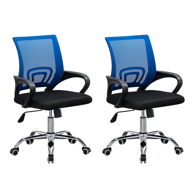Mesh Desk Chair with Fixed Arms Contemporary Ergonomic Office Chair Blue 2 Piece Set Clearhalo 'furn' 'furn_office_chair' 'Furniture' 'Office Chairs' 'Office Furniture' 'office_chair' 5561405