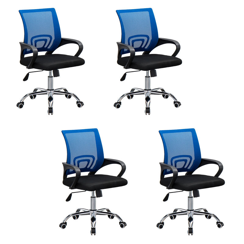 Mesh Desk Chair with Fixed Arms Contemporary Ergonomic Office Chair Blue 4 Piece Set Clearhalo 'furn' 'furn_office_chair' 'Furniture' 'Office Chairs' 'Office Furniture' 'office_chair' 5561406