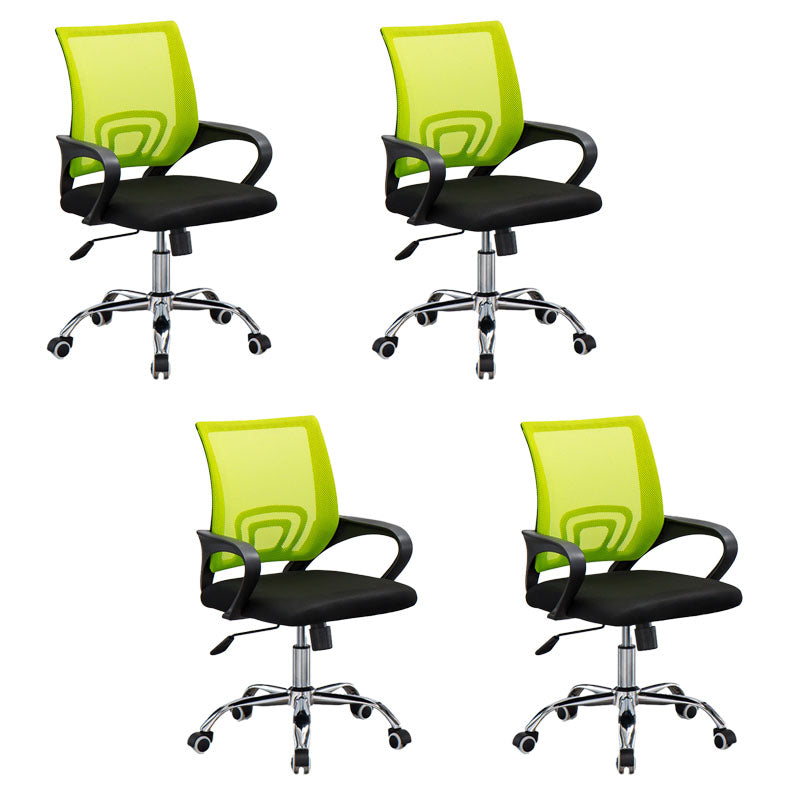 Mesh Desk Chair with Fixed Arms Contemporary Ergonomic Office Chair Lemon Green 4 Piece Set Clearhalo 'furn' 'furn_office_chair' 'Furniture' 'Office Chairs' 'Office Furniture' 'office_chair' 5561409