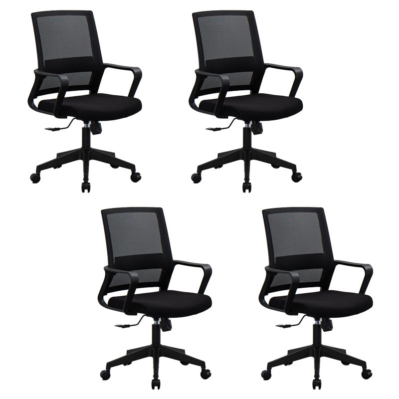 Mesh Desk Chair with Fixed Arms Contemporary Ergonomic Office Chair Black 4 Piece Set Clearhalo 'furn' 'furn_office_chair' 'Furniture' 'Office Chairs' 'Office Furniture' 'office_chair' 5561412