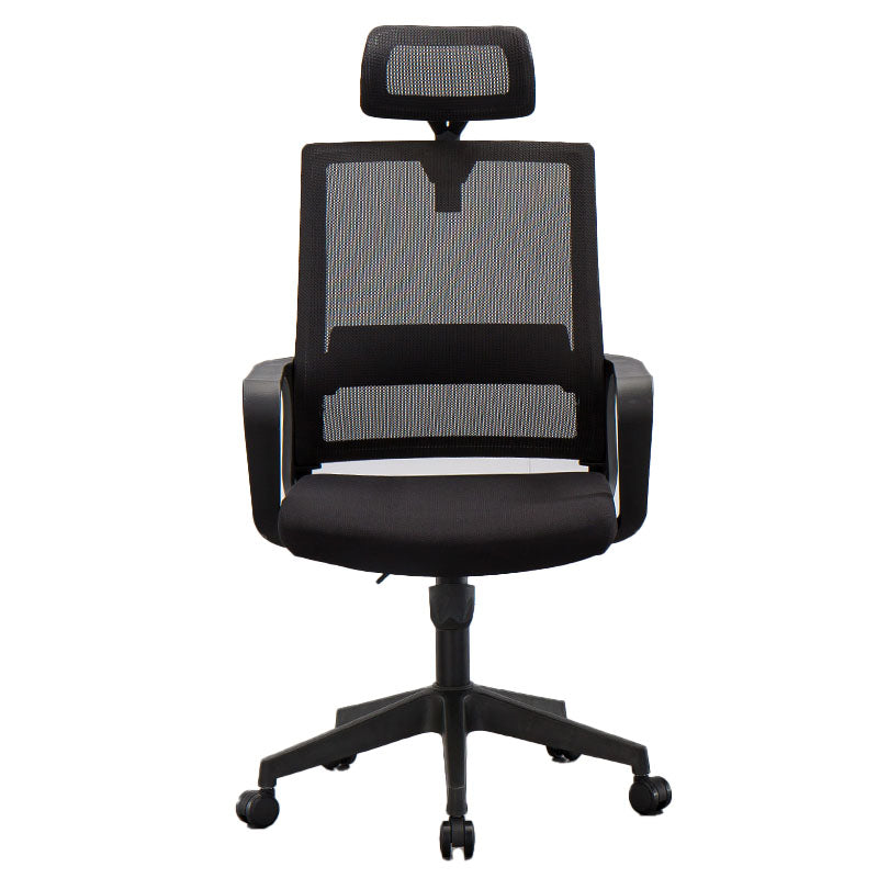 Mesh Desk Chair with Fixed Arms Contemporary Ergonomic Office Chair Matte Black 1 Piece Clearhalo 'furn' 'furn_office_chair' 'Furniture' 'Office Chairs' 'Office Furniture' 'office_chair' 5561413