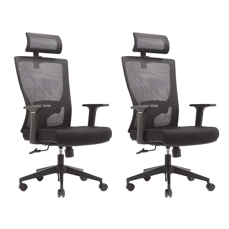 Mesh Desk Chair with Fixed Arms Contemporary Ergonomic Office Chair Black Gray 2 Piece Set Clearhalo 'furn' 'furn_office_chair' 'Furniture' 'Office Chairs' 'Office Furniture' 'office_chair' 5561417