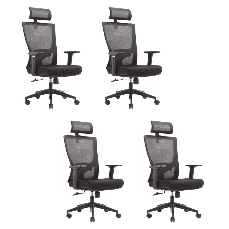 Mesh Desk Chair with Fixed Arms Contemporary Ergonomic Office Chair Black Gray 4 Piece Set Clearhalo 'furn' 'furn_office_chair' 'Furniture' 'Office Chairs' 'Office Furniture' 'office_chair' 5561418