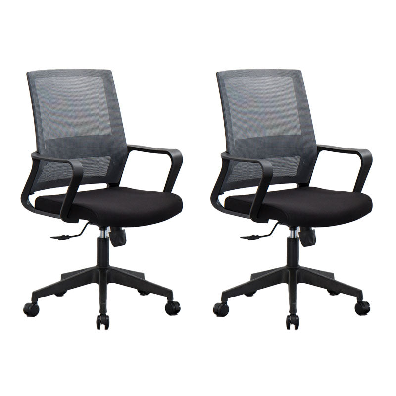 Mesh Desk Chair with Fixed Arms Contemporary Ergonomic Office Chair Grey 2 Piece Set Clearhalo 'furn' 'furn_office_chair' 'Furniture' 'Office Chairs' 'Office Furniture' 'office_chair' 5561429