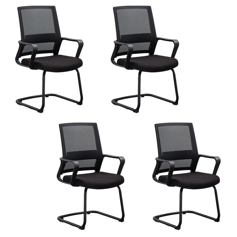 Mesh Desk Chair with Fixed Arms Contemporary Ergonomic Office Chair Gloss Black 4 Piece Set Clearhalo 'furn' 'furn_office_chair' 'Furniture' 'Office Chairs' 'Office Furniture' 'office_chair' 5561436