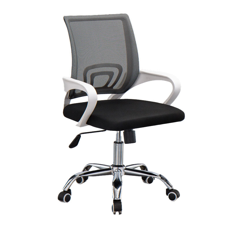 Mesh Desk Chair with Fixed Arms Contemporary Ergonomic Office Chair Black White 1 Piece Clearhalo 'furn' 'furn_office_chair' 'Furniture' 'Office Chairs' 'Office Furniture' 'office_chair' 5561437