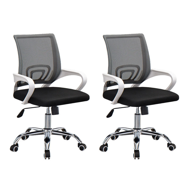 Mesh Desk Chair with Fixed Arms Contemporary Ergonomic Office Chair Black White 2 Piece Set Clearhalo 'furn' 'furn_office_chair' 'Furniture' 'Office Chairs' 'Office Furniture' 'office_chair' 5561438