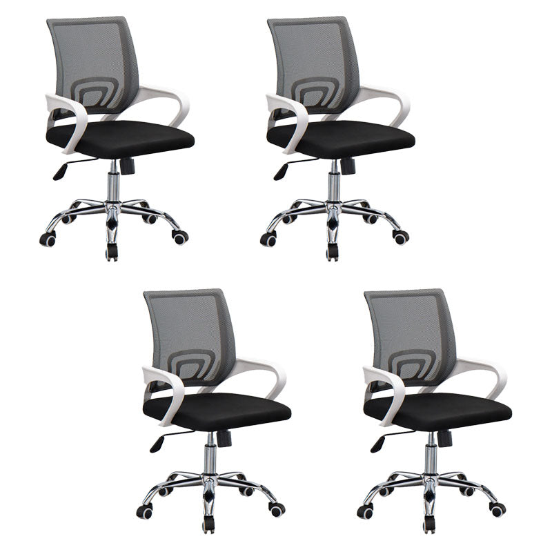 Mesh Desk Chair with Fixed Arms Contemporary Ergonomic Office Chair Black White 4 Piece Set Clearhalo 'furn' 'furn_office_chair' 'Furniture' 'Office Chairs' 'Office Furniture' 'office_chair' 5561439