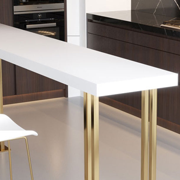 Glam Pub Tisch mit goldenem Metallschlitten rechteckig masser Holz Top Stange Tisch