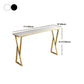 Glam Bistro Table with Gold Metal Base Rectangle Stone Top Bar Table