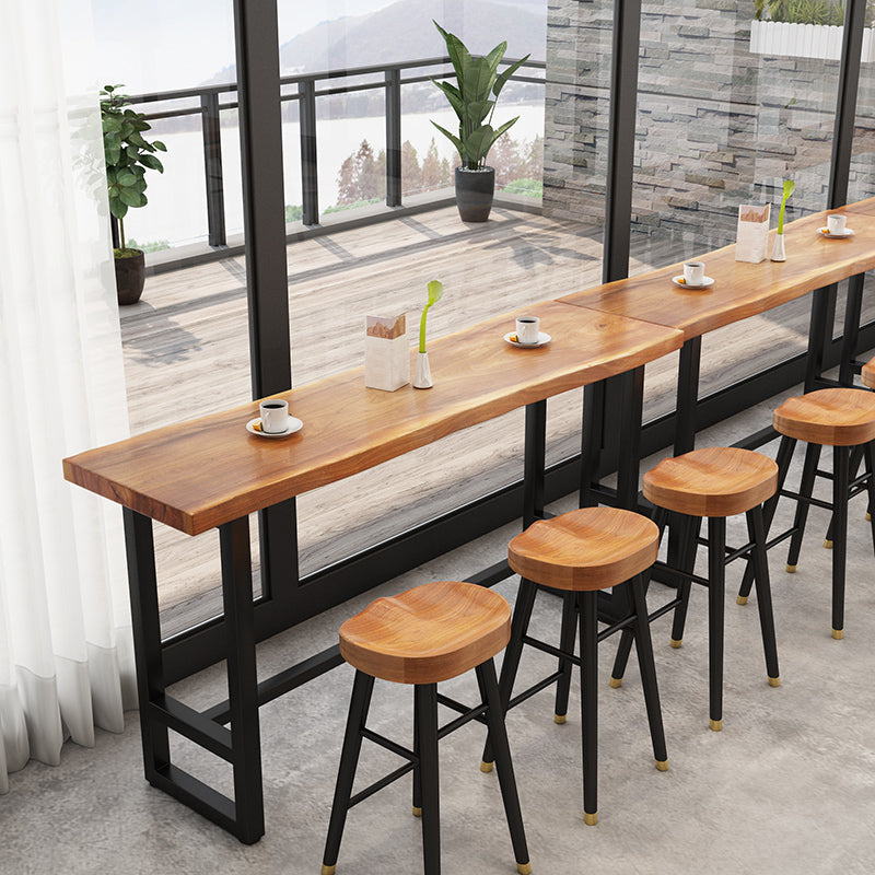Pine Wood Bar Dining Table Industrial Rectangle Bar Table with Trestle for Balcony Clearhalo 'Bar Furniture' 'Bar Tables' 'bar_tables' 'furn' 'furn_bar_tables' 'Furniture' 'furniture_bar_tables' 'Kitchen & Dining Furniture' 5561655
