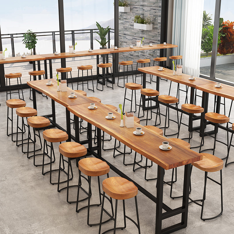 Pine Wood Bar Dining Table Industrial Rectangle Bar Table with Trestle for Balcony Clearhalo 'Bar Furniture' 'Bar Tables' 'bar_tables' 'furn' 'furn_bar_tables' 'Furniture' 'furniture_bar_tables' 'Kitchen & Dining Furniture' 5561656