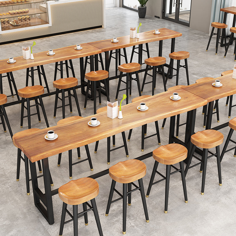 Pine Wood Bar Dining Table Industrial Rectangle Bar Table with Trestle for Balcony Clearhalo 'Bar Furniture' 'Bar Tables' 'bar_tables' 'furn' 'furn_bar_tables' 'Furniture' 'furniture_bar_tables' 'Kitchen & Dining Furniture' 5561657