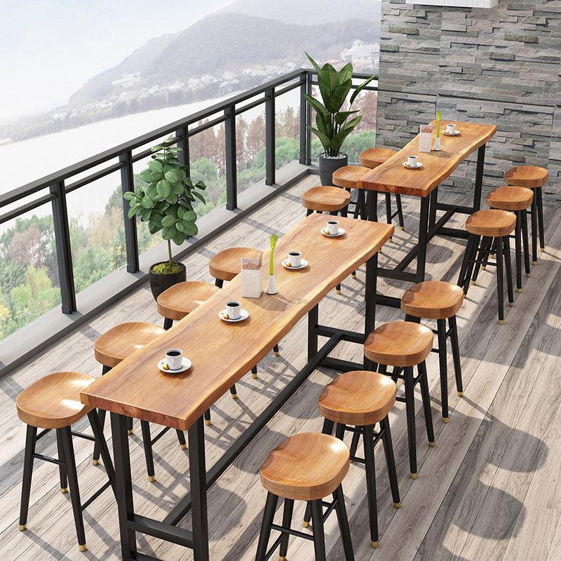 Pine Wood Bar Dining Table Industrial Rectangle Bar Table with Trestle for Balcony Clearhalo 'Bar Furniture' 'Bar Tables' 'bar_tables' 'furn' 'furn_bar_tables' 'Furniture' 'furniture_bar_tables' 'Kitchen & Dining Furniture' 5561658