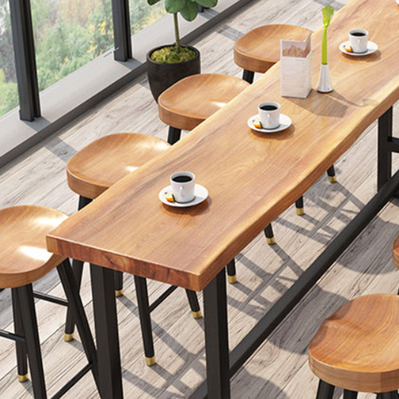 Pine Wood Bar Dining Table Industrial Rectangle Bar Table with Trestle for Balcony Clearhalo 'Bar Furniture' 'Bar Tables' 'bar_tables' 'furn' 'furn_bar_tables' 'Furniture' 'furniture_bar_tables' 'Kitchen & Dining Furniture' 5561660