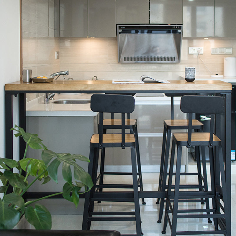 Pine Wood Bar Dining Table Industrial Rectangle Bar Table with Trestle for Milk Tea Shop 70.9"L x 15.7"W x 41.3"H Without Chairs Clearhalo 'Bar Furniture' 'Bar Tables' 'bar_tables' 'furn' 'furn_bar_tables' 'Furniture' 'Kitchen & Dining Furniture' 5561673