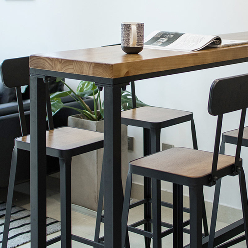 Pine Wood Bar Dining Table Industrial Rectangle Bar Table with Trestle for Milk Tea Shop Clearhalo 'Bar Furniture' 'Bar Tables' 'bar_tables' 'furn' 'furn_bar_tables' 'Furniture' 'Kitchen & Dining Furniture' 5561677