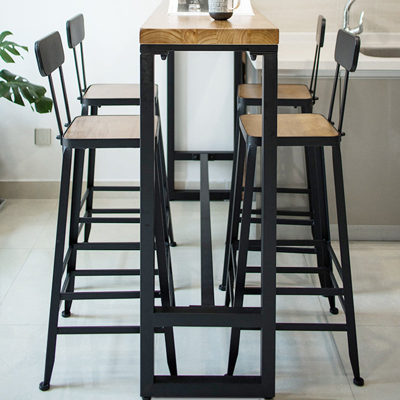 Pine Wood Bar Dining Table Industrial Rectangle Bar Table with Trestle for Milk Tea Shop Clearhalo 'Bar Furniture' 'Bar Tables' 'bar_tables' 'furn' 'furn_bar_tables' 'Furniture' 'Kitchen & Dining Furniture' 5561679