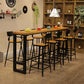Pine Wood Bar Dining Table Industrial Style Rectangle Bar Table with Trestle for Bar