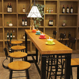 Pine Wood Bar Dining Table Industrial Style Rectangle Bar Table with Trestle for Bar