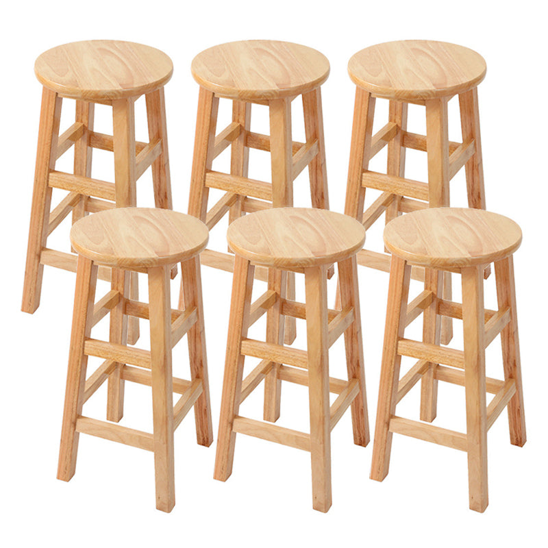 Contemporary Wood Stool Round Stool in Matte Finish for Indoor 6 Piece Set Counter Stool (23.5"H) Clearhalo 'Bar Furniture' 'Bar Stools' 'bar_stools' 'furn' 'furn_bar_stools' 'Furniture' 'Kitchen & Dining Furniture' 5561900