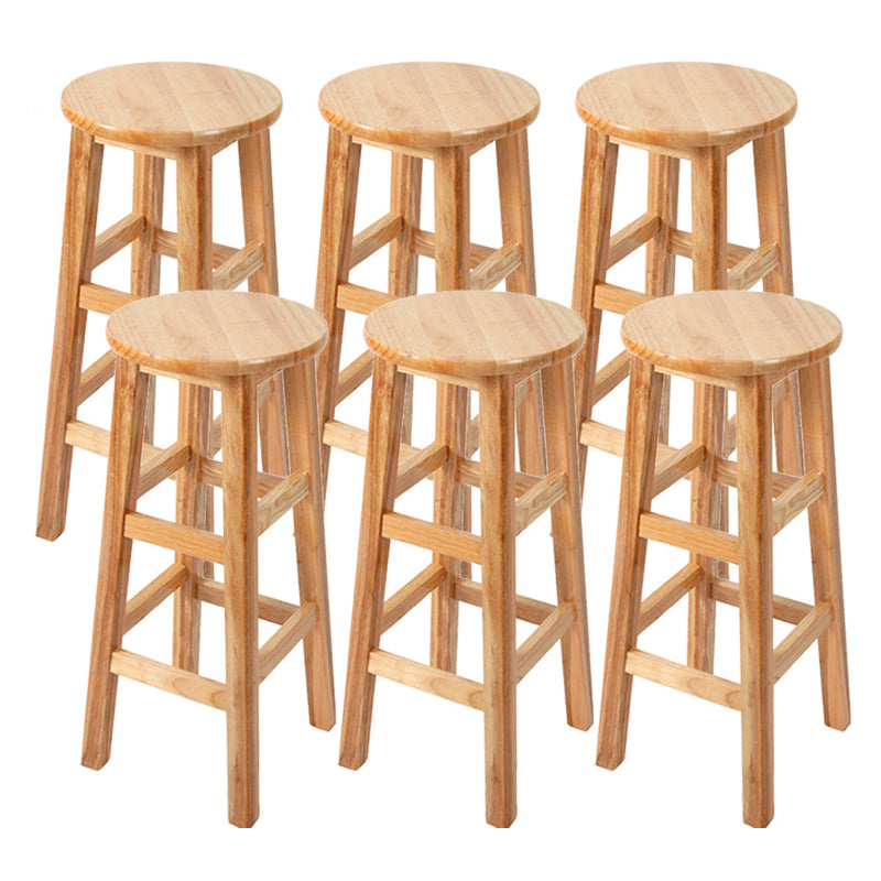 Contemporary Wood Stool Round Stool in Matte Finish for Indoor 6 Piece Set Bar Stool(28"H) Clearhalo 'Bar Furniture' 'Bar Stools' 'bar_stools' 'furn' 'furn_bar_stools' 'Furniture' 'Kitchen & Dining Furniture' 5561905
