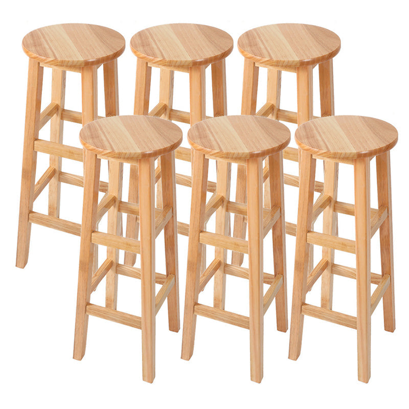 Contemporary Wood Stool Round Stool in Matte Finish for Indoor 6 Piece Set Bar Stool(31"H) Clearhalo 'Bar Furniture' 'Bar Stools' 'bar_stools' 'furn' 'furn_bar_stools' 'Furniture' 'Kitchen & Dining Furniture' 5561910