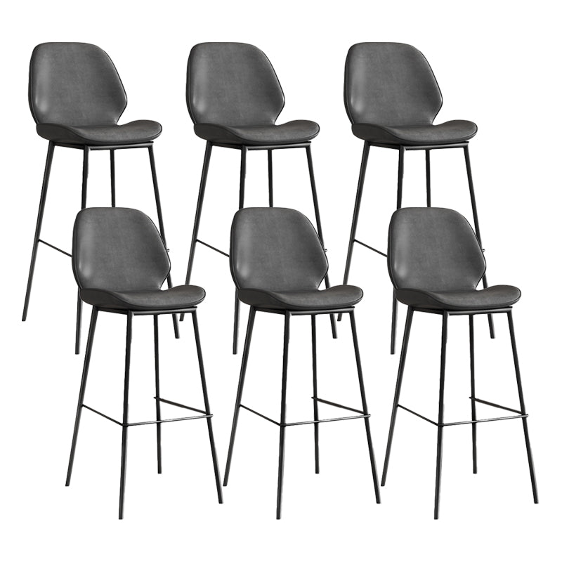 Industrial Bucket Counter & Bar Stool Footrest Metal Indoor Counter Chair Grey 6 Piece Set Clearhalo 'Bar Furniture' 'Bar Stools' 'bar_stools' 'furn' 'furn_bar_stools' 'Furniture' 'Kitchen & Dining Furniture' 5562091