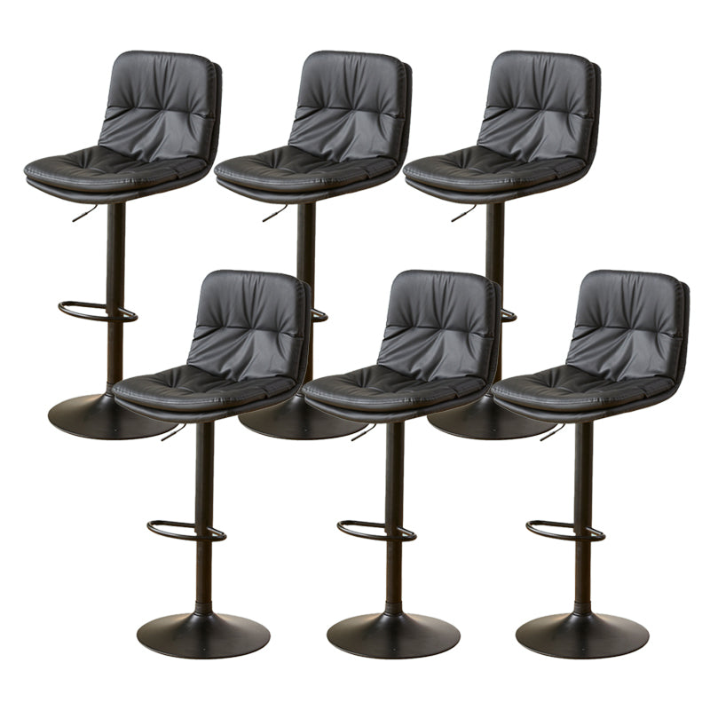 Bucket Adjustable Height Dining Stool Industrial Indoor Counter-height Stool with Swivel Gloss Black 6 Piece Set Clearhalo 'Bar Furniture' 'Bar Stools' 'bar_stools' 'furn' 'furn_bar_stools' 'Furniture' 'Kitchen & Dining Furniture' 5562163