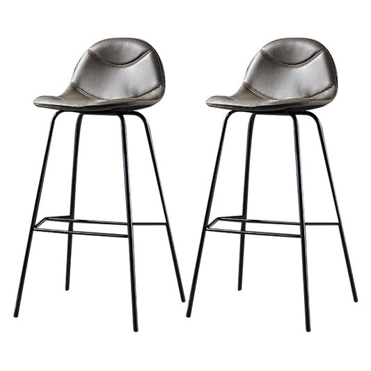 Low Back Bar & Counter Stool Bucket Industrial Quilted Leather Counter Stool Dark Gray 2 Piece Set