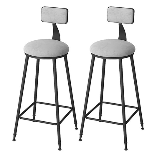 Modern Footrest Bar Stool Low Back Grey Bar & Counter Stool for Living Room Black Gray 2 Piece Set